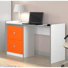 Письменный стол с тумбой Дельта Сильвер 15.03+24.03 белый с оранжевыми фасадами