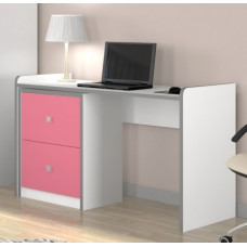 Письменный стол с тумбой Дельта Сильвер 15.03+24.03 белый с розовыми фасадами