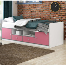 Детская кровать Дельта Сильвер 19.01 белая с розовыми фасадами с 2-мя ящиками