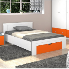 Детская кровать Дельта Сильвер 19.02 белая с оранжевым фасадом