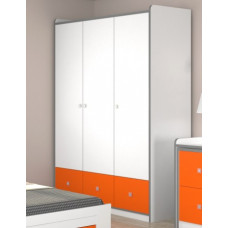Шкаф Дельта Сильвер 9.1 для детской 3-х дверный с ящиками оранжевого цвета