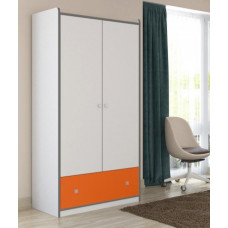 Шкаф Дельта Сильвер 9 для детской 2-х дверный с ящиками оранжевого цвета