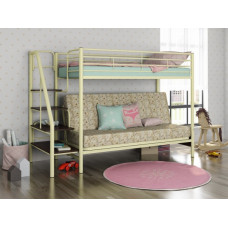 Двухъярусная кровать Мадлен-3 цвета слоновой кости с диваном в цвете Пифагор