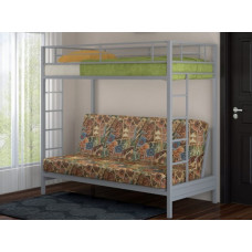 Двухъярусная кровать с диваном Мадлен серая с тканью Марки