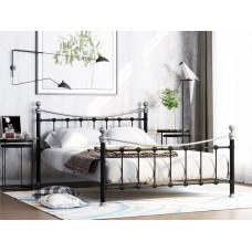 Двуспальная металлическая кровать Эльда черная с серебром